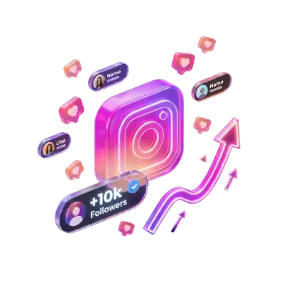 3D Instagram follower growth counter with verified badge and notification stats