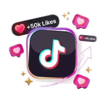 TikTok video likes growth counter with floating 3D heart badges